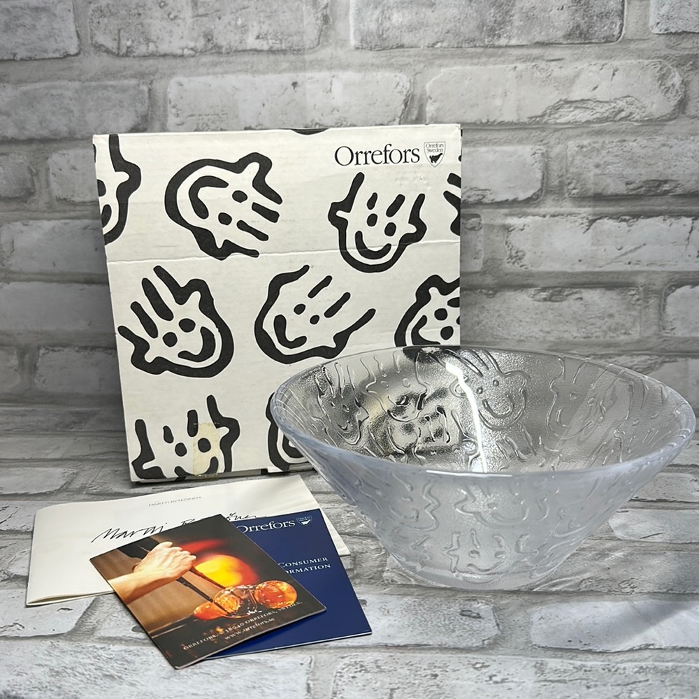Orrefors Glass “Happy” Bowl by Martti Rytkonenin